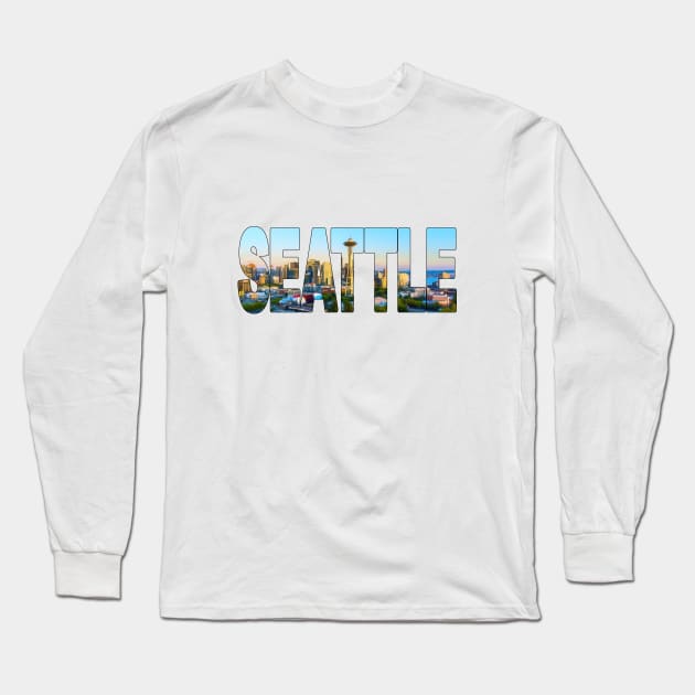 SEATTLE - Washington USA golden hour glow Long Sleeve T-Shirt by TouristMerch